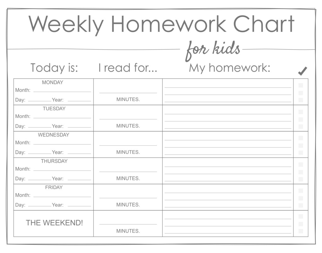 10 Best Free Printable Homework Charts Track Printablee