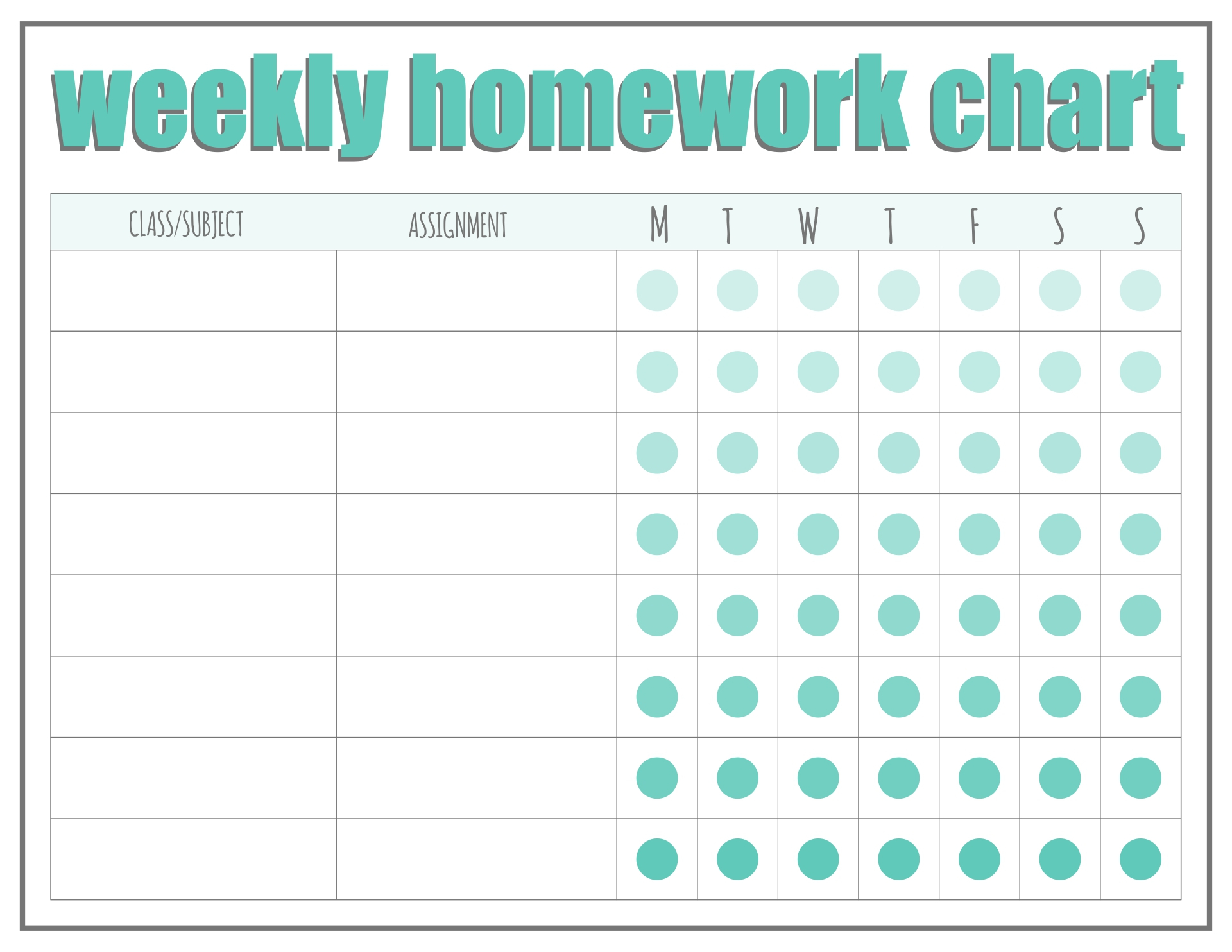 10 Best Free Printable Homework Charts Track Printablee
