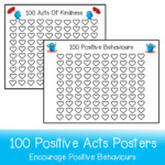 100 Acts Of Kindness Chart 100 Positive Behaviours Chart Positive