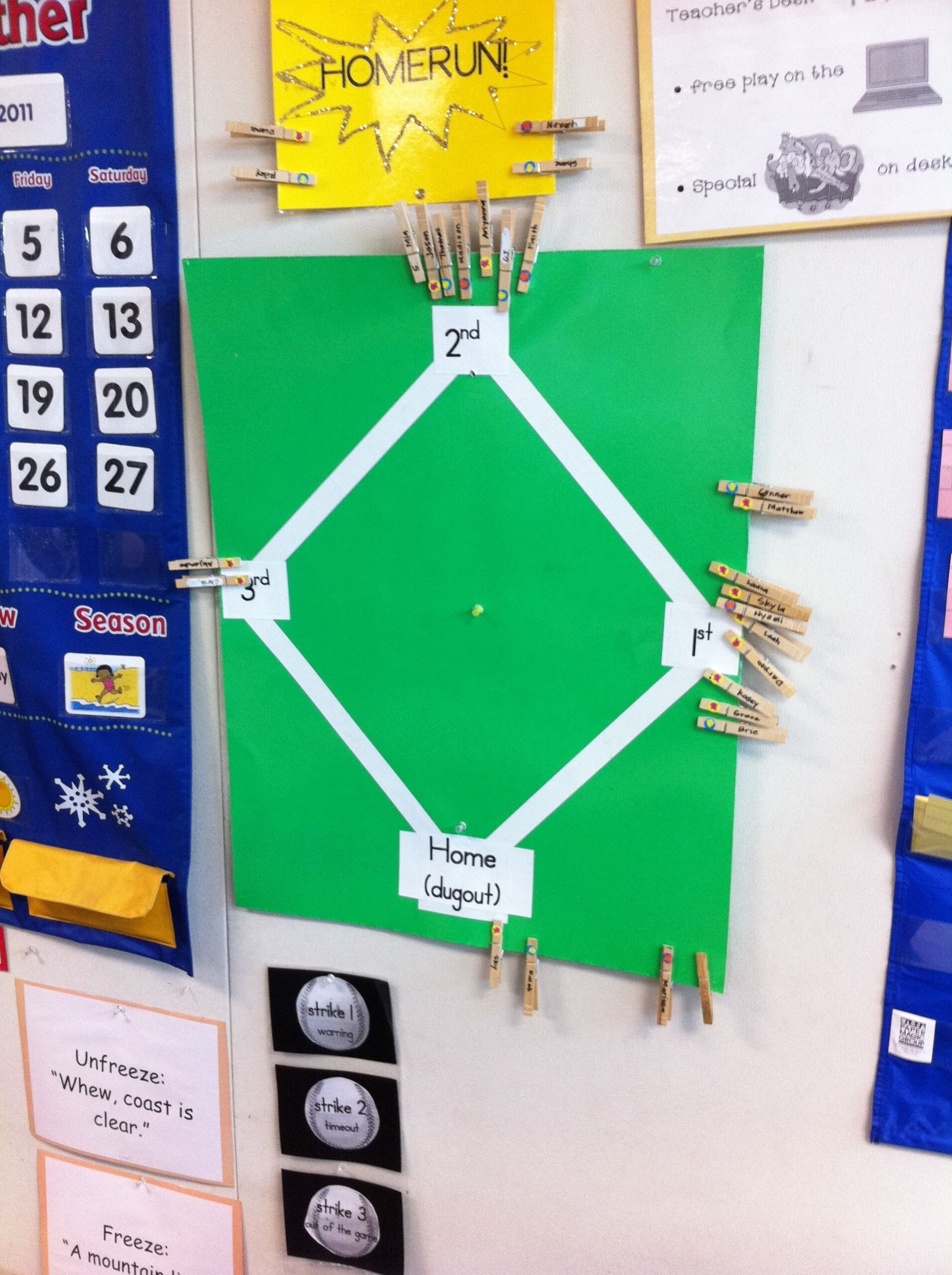 Baseball Behavior Chart Students Begin Their Day In The Dugout Make It 