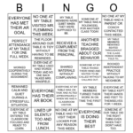 Behavior Bingo 10 23 27 Bingo Card