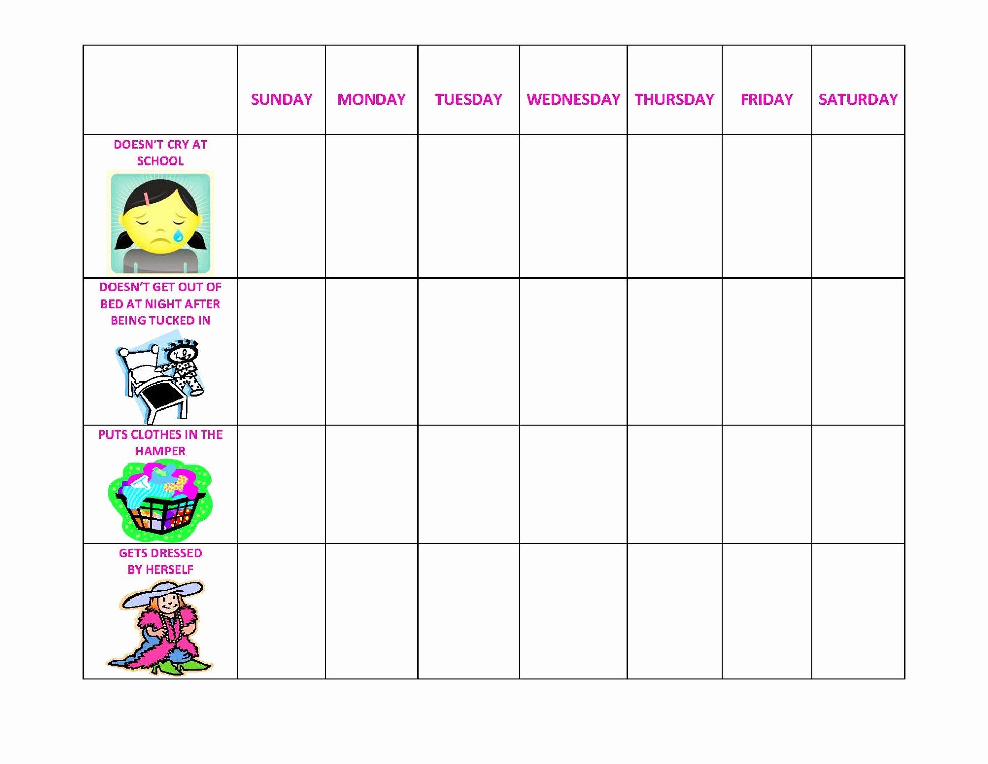 Behavior Charts For Home New Daily Printable Behavior Charts For Home 