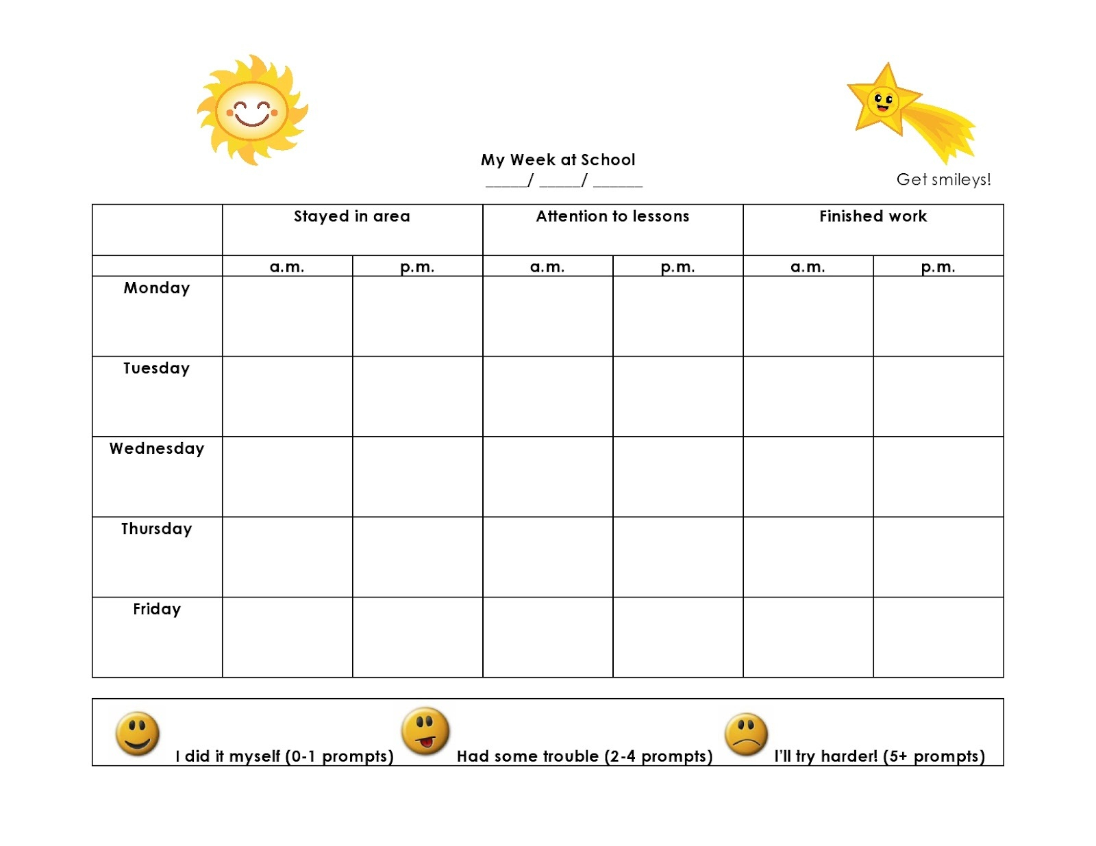 Behavior Charts Printable For Kids Activity Shelter