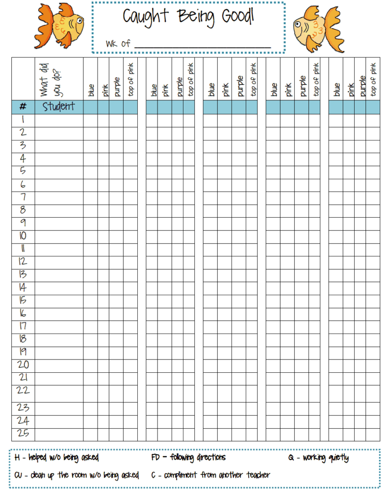 Caught Being Good Clip Chart Form pdf Caught Being Good Clip Chart 