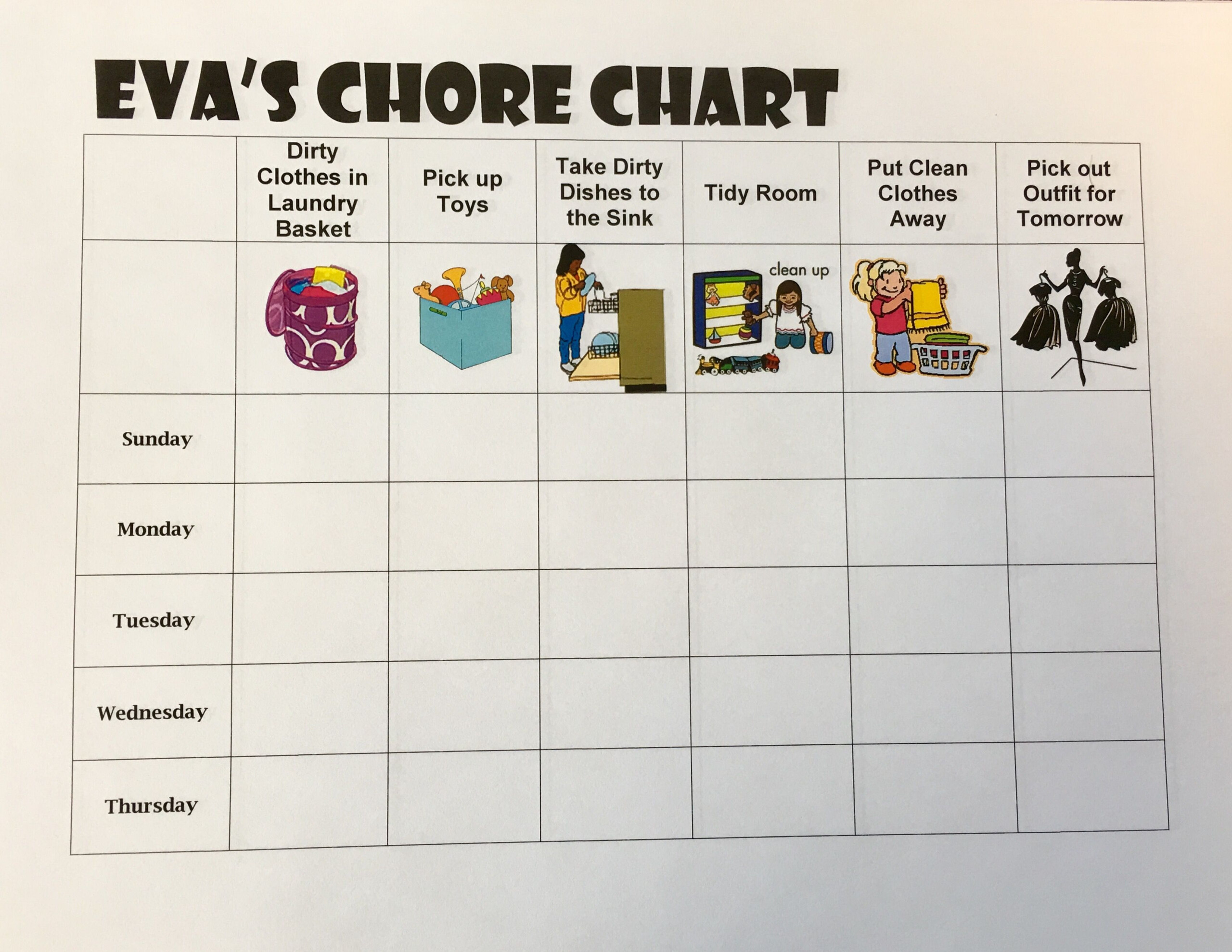 Chore Chart For 6 Year Old Chore Chart Kids Chores For Kids Chore Chart