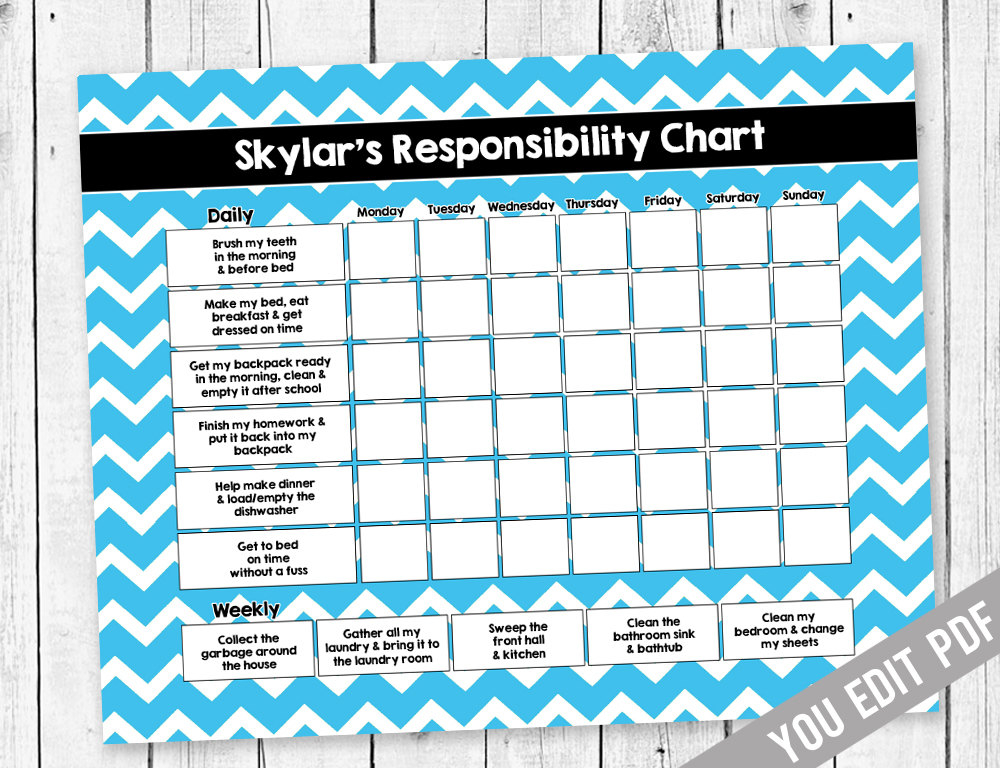 Chore Chart For Teens Reward Chart By SugarPickle Designs On Zibbet