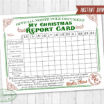 Christmas Report Card Digital Download Child s Report