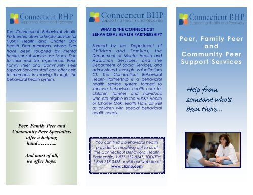 CT BHP Peer Support Services Brochure English Connecticut 