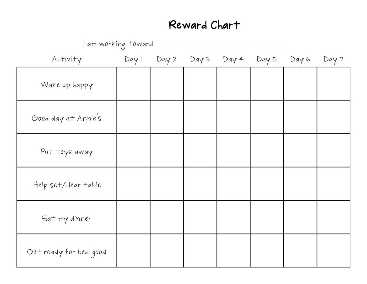 Behavior Chart Calendar Template 