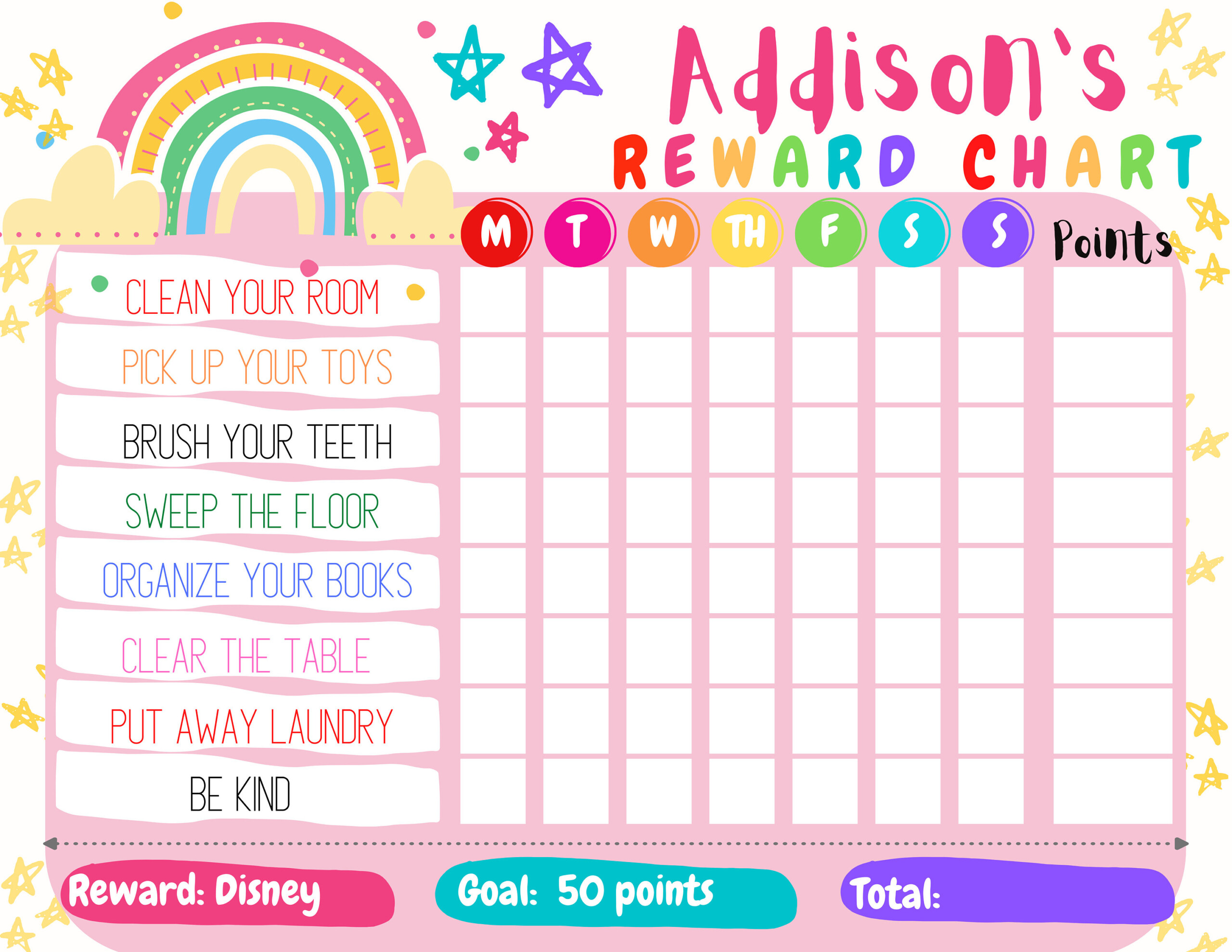 Editable Rainbow Reward Chart Rainbow Behavior Chart Muted Etsy Hot Sex Picture 1185