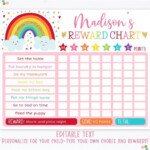 EDITABLE Rainbow Reward Chart Rainbow Behavior Chart Pink Etsy In