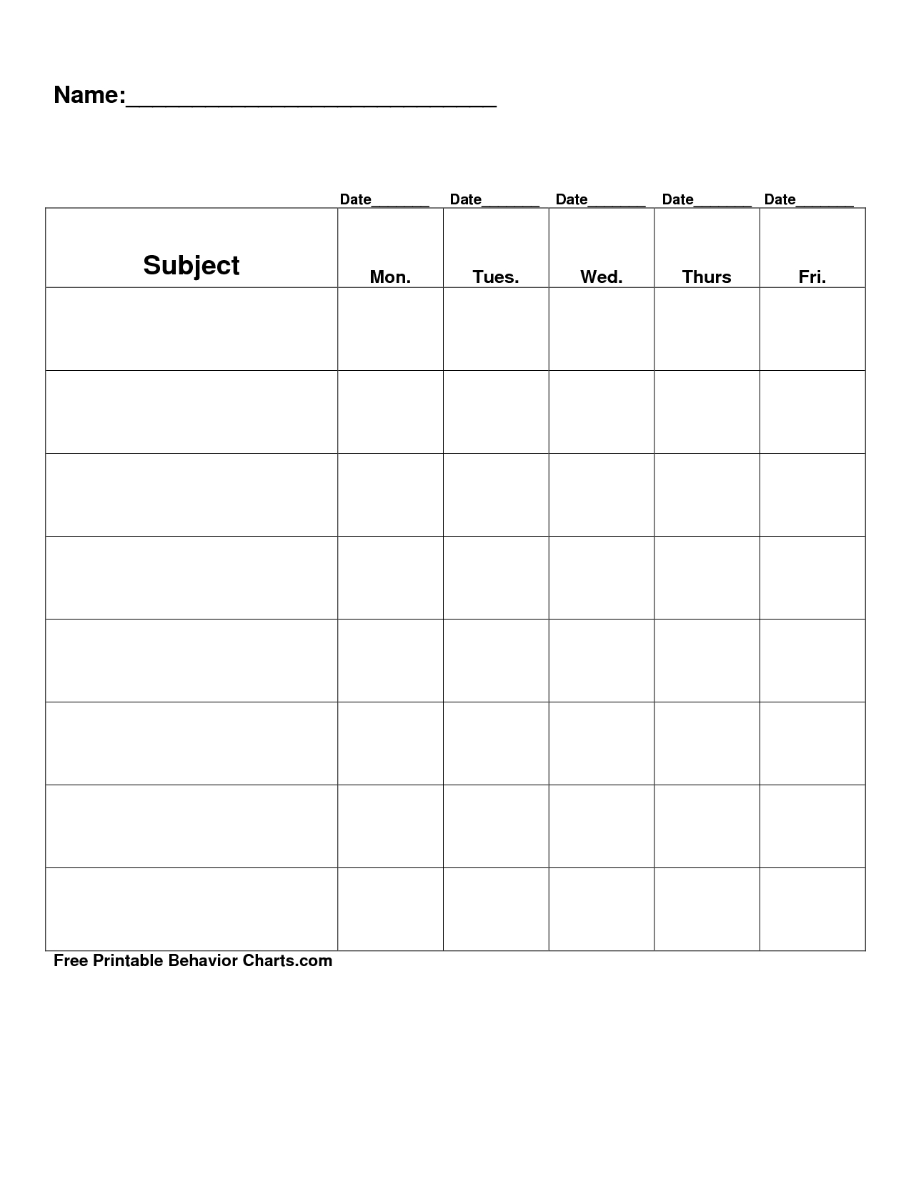 Free Printable Behavior Charts For Elementary Students Free Printable