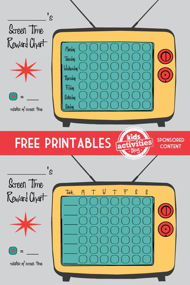 Free Printable Screen Time Reward Charts Kids Activities Blog