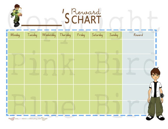 Items Similar To Boys Ben 10 Reward Chore Chart Printable DOWNLOAD 