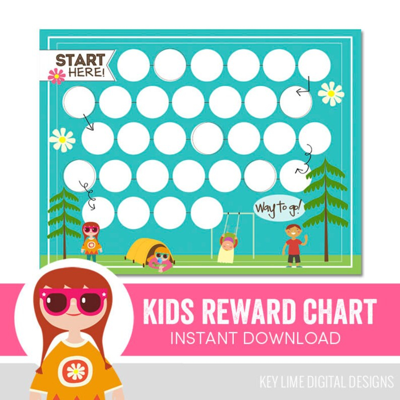 Kids Reward Chart Summer Camping Outdoors Behavior Etsy