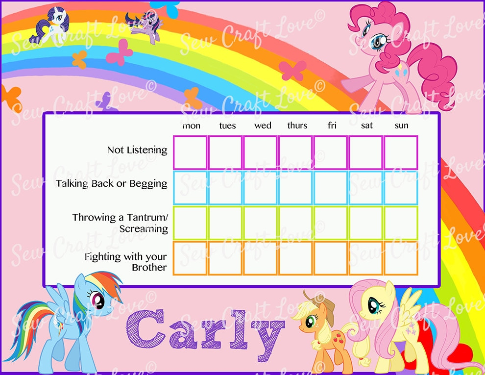 My Little Pony Behavior Chore Chart Digital Printable