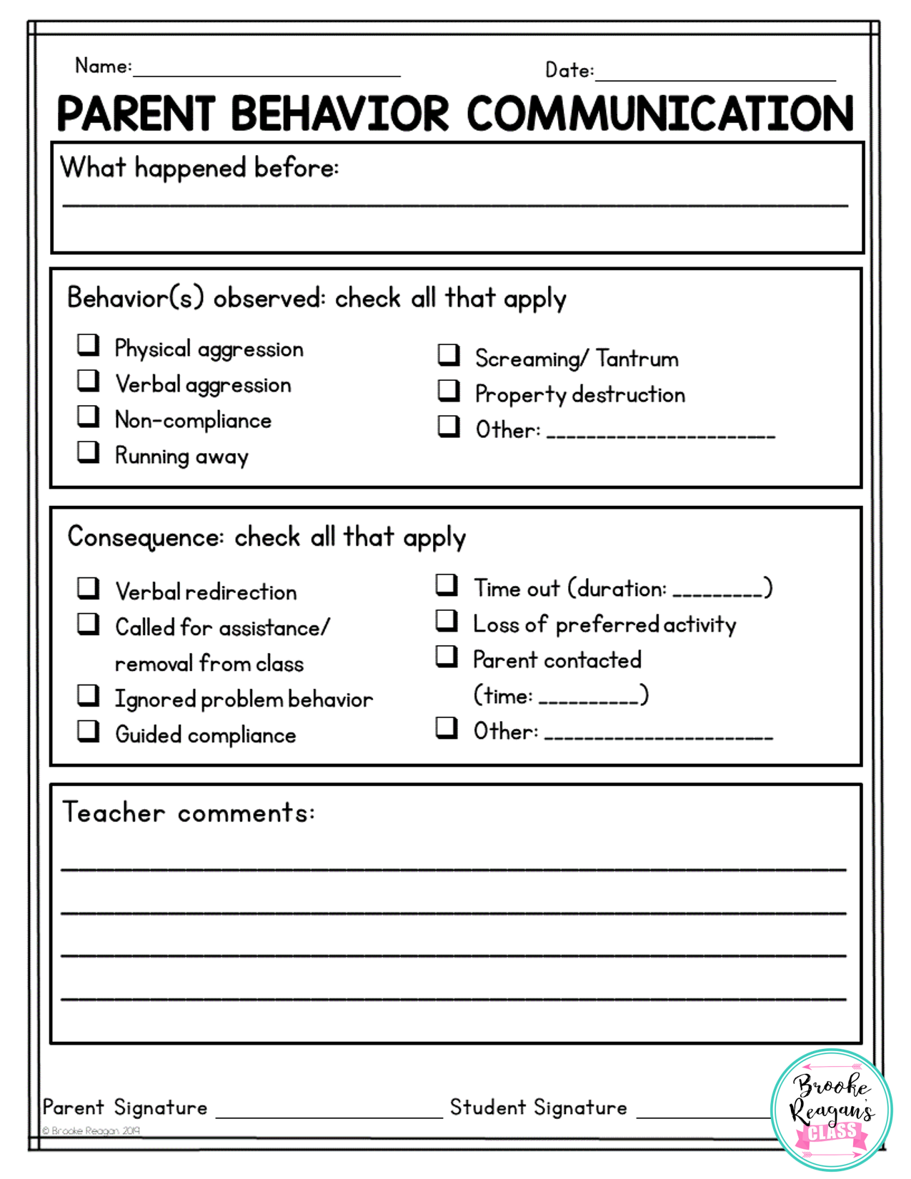 Parent Behavior Communication Form Behavior Tracking Behavior 