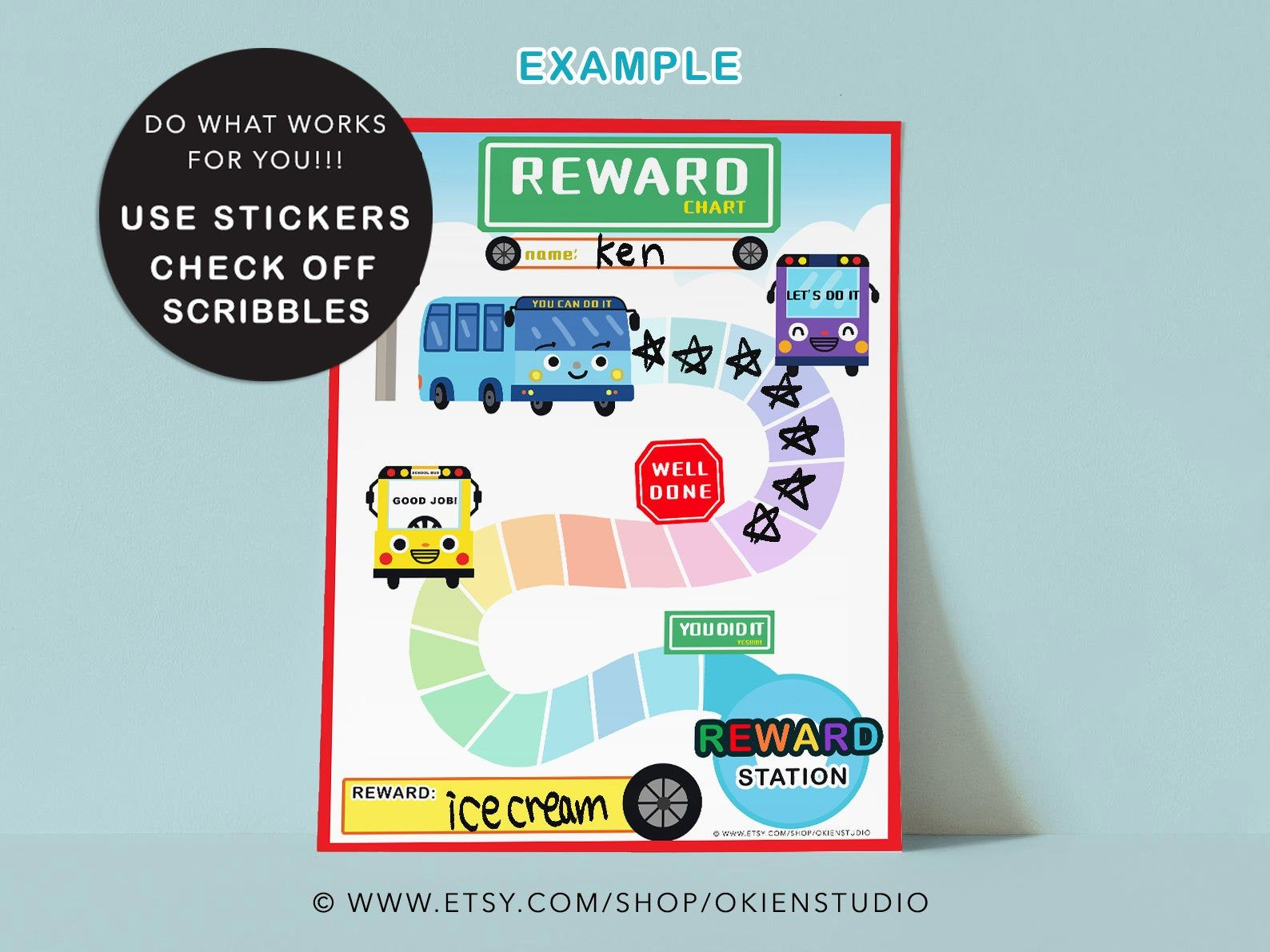 Printable Bus Reward Chart Little Bus Tayo Reward Card Etsy Reward 