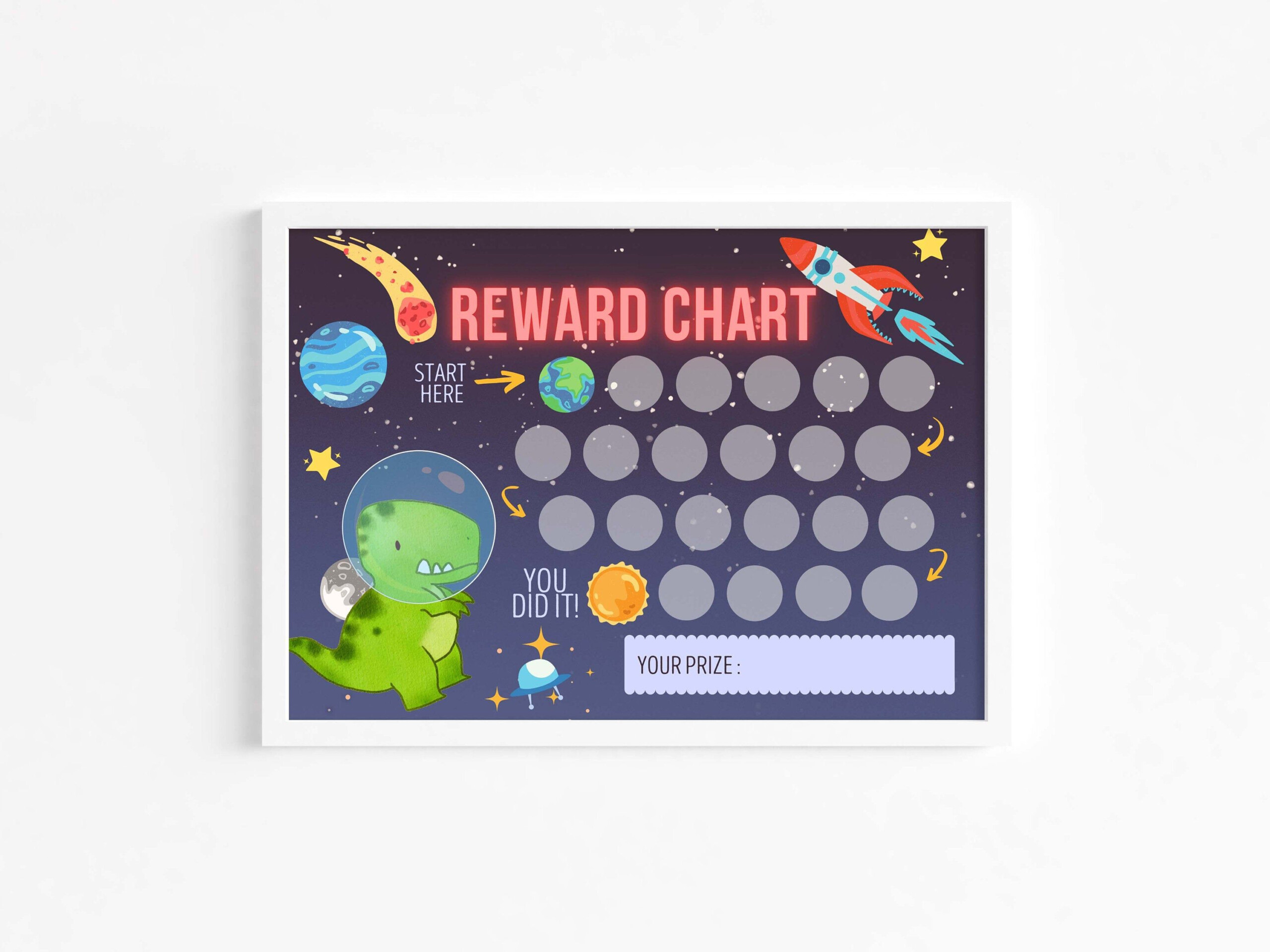 Printable Dinosaur Space Reward Chart For Kids Editable PDF Etsy 