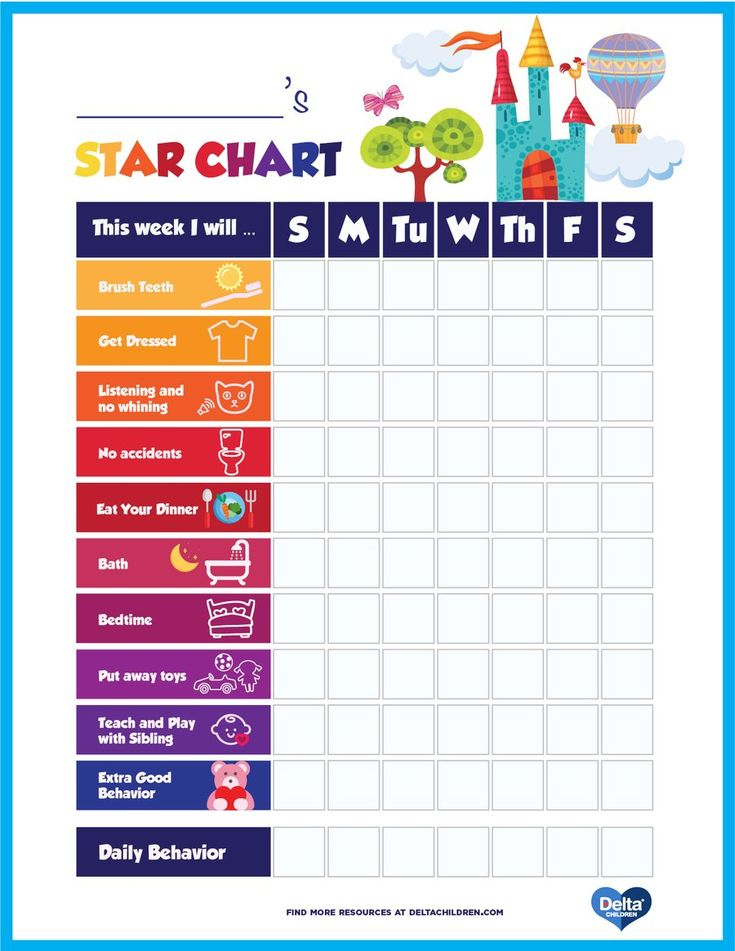 Printable Kids Star Behavior Chart Reward Chart Kids Toddler Reward 