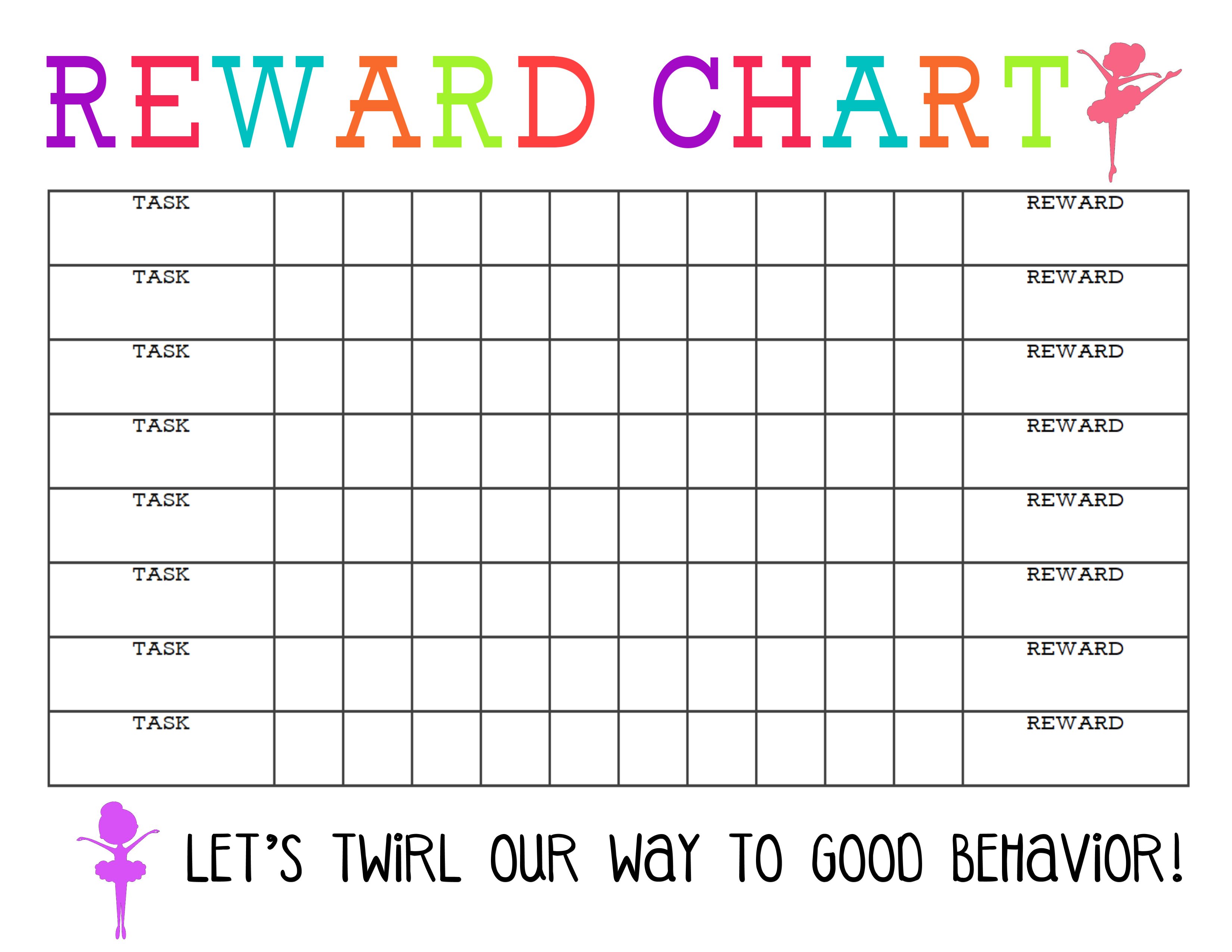 Printable Reward Chart For Girls Reward Chart Kids Reward Chart 