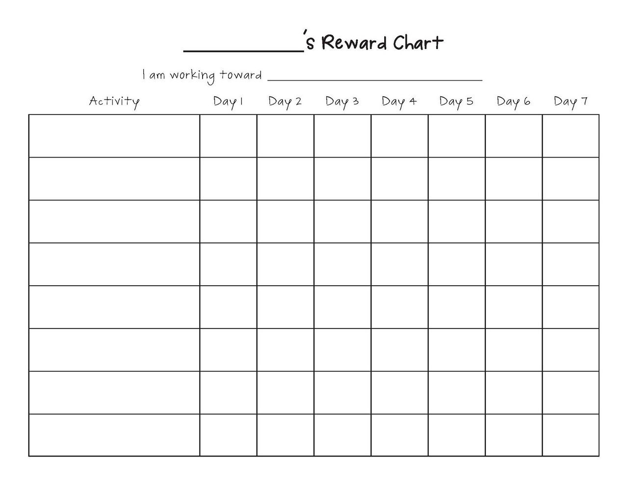 Printable Reward Chart Template Reward Chart Template Free Printable