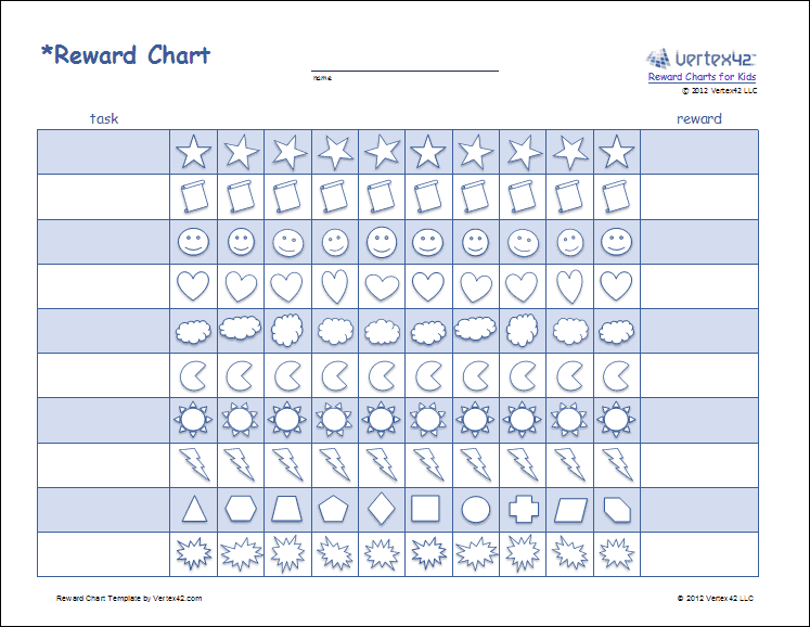 Printable Reward Charts For Kids Reward Chart Template