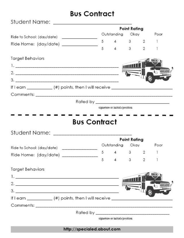 Resources To Improve Classroom Behavior Behavior Contract School Bus