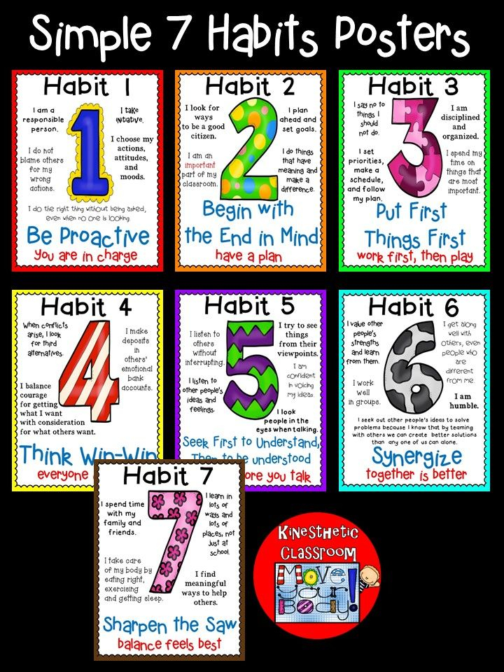 Simple 7 Habits Posters 7 Habits Posters Leader In Me 7 Habits