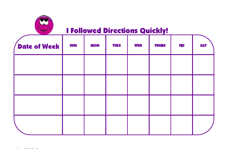 Sticker Chart For Following Directions Quickly Sticker Chart 