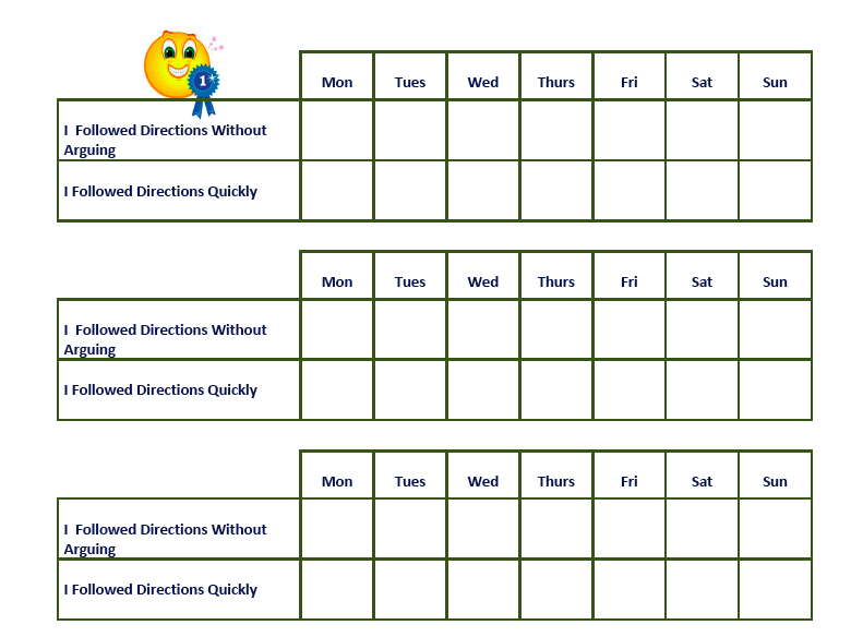 Sticker Chart For Following Directions Without Arguing And Quickly 