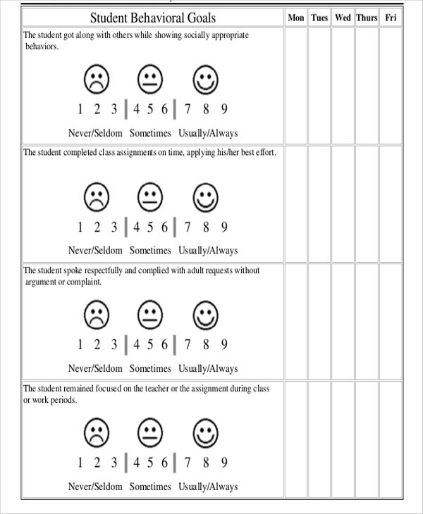 The Best Weekly Behavior Chart Printable Clifton Blog