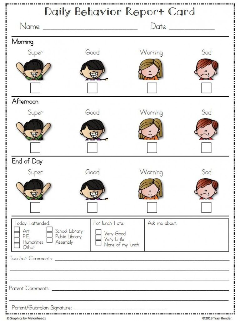 Tracking Behavior Management Visual Printable In 2020 Report Card 