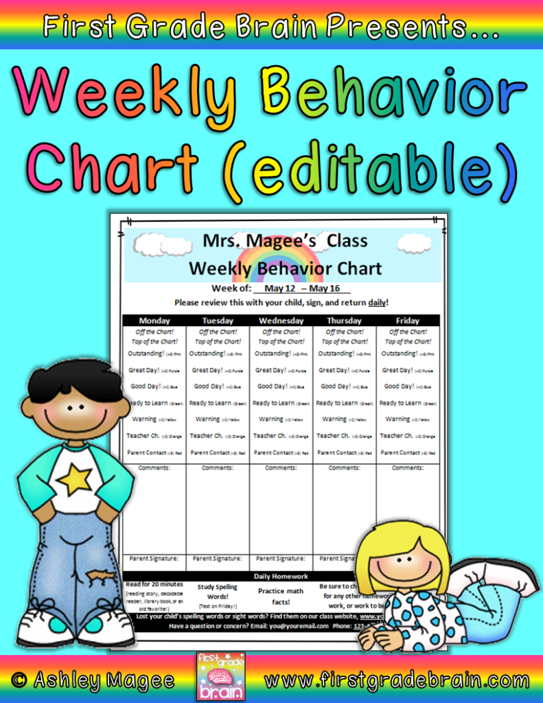 Weekly Behavior Chart editable And FREE Weekly Behavior Charts 