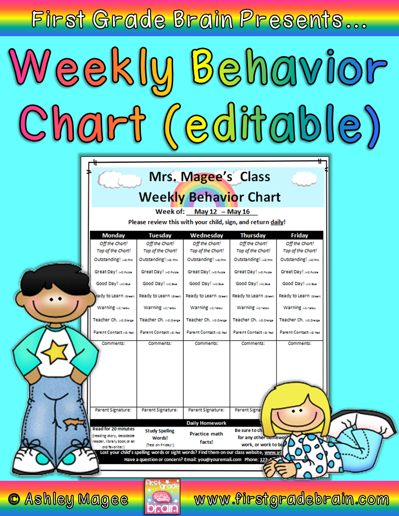 Weekly Behavior Chart Editable And FREE Weekly Behavior Charts