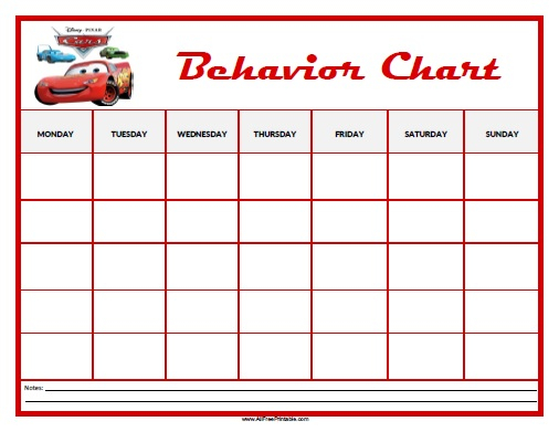 Cars Behavior Chart Free Printable