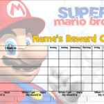 MARIO Super Mario JOB BEHAVIOR REWARD HOMEWORK CHART FREE PEN