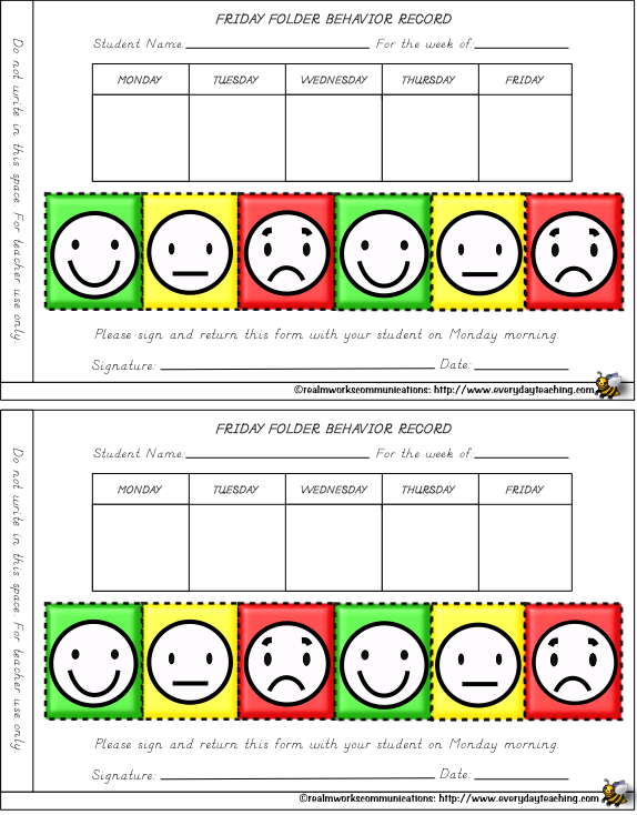Smiley Face Behavior Charts For Weekly The Classroom Flyer Teaching