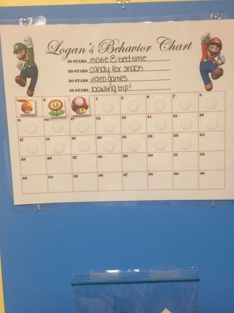 Super Mario Brothers Behavior Chart Behaviour Chart Charts For Kids 