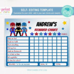 Superhero Boy Chore Chart For Kids Editable Template Toddler Behavior