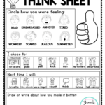 Think Sheet To Use After Students Have Gotten Calm In A Calm Down Spot