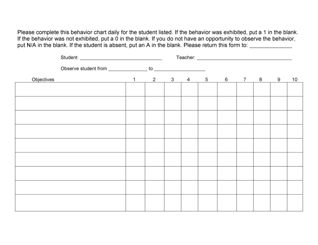 42 Printable Behavior Chart Templates for Kids TemplateLab