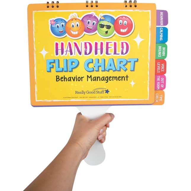 A Hand Holding Up A Flip Chart With Stickers On It s Side And The Words 