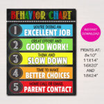 A Poster With The Words Behavior Chart In Different Colors And Font On