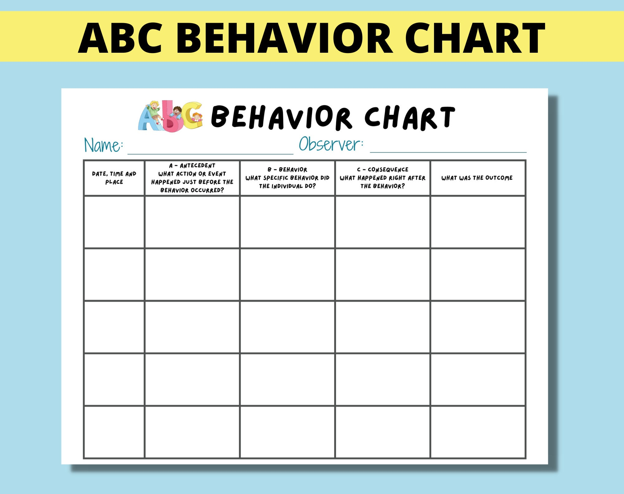 ABC Behavior Chart Printable For Kids Parents Classroom ABC Behavior 