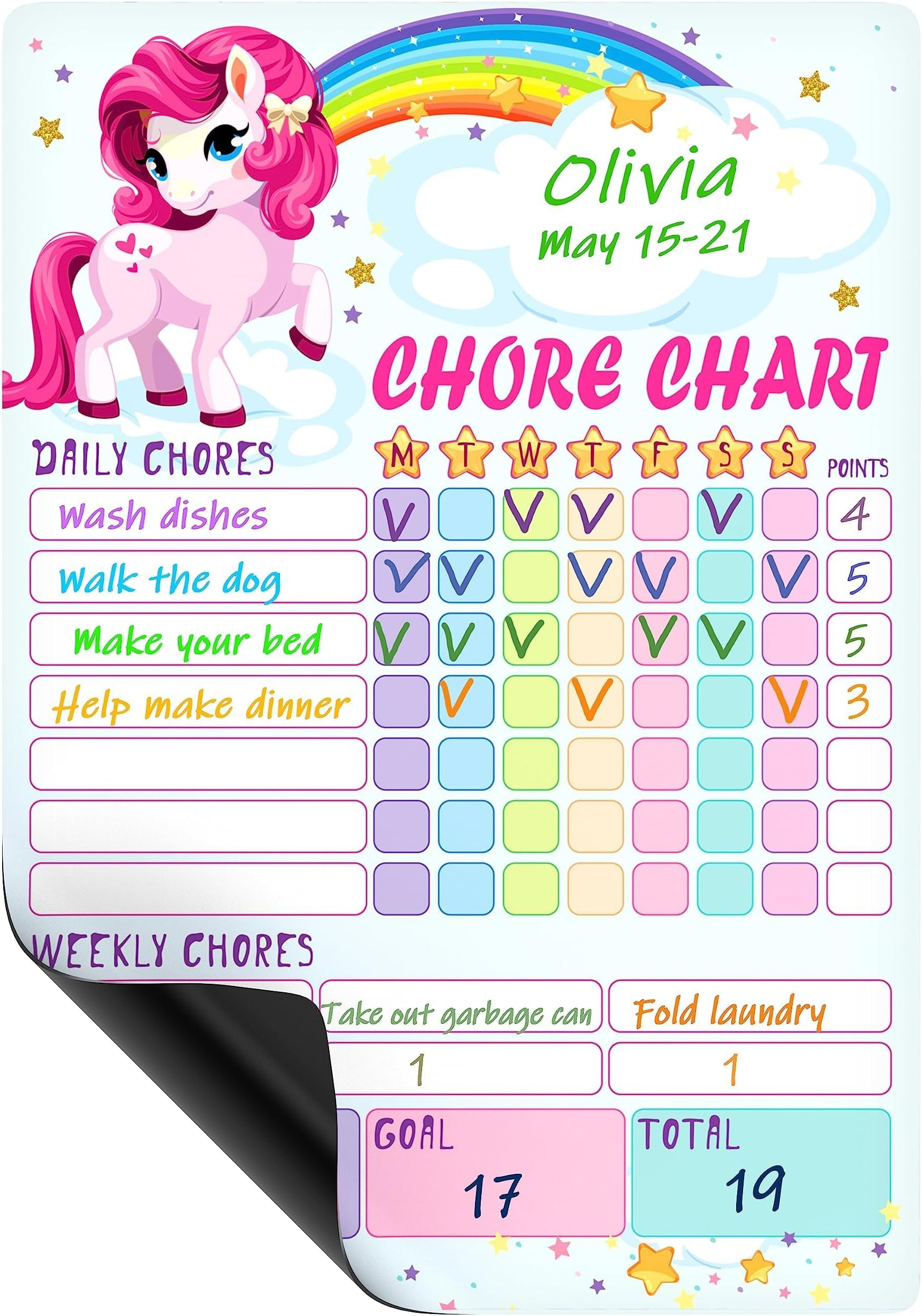 Amazon EkiShoal Unicorn Kids Chore Chart Magnetic Set 5 In 1 