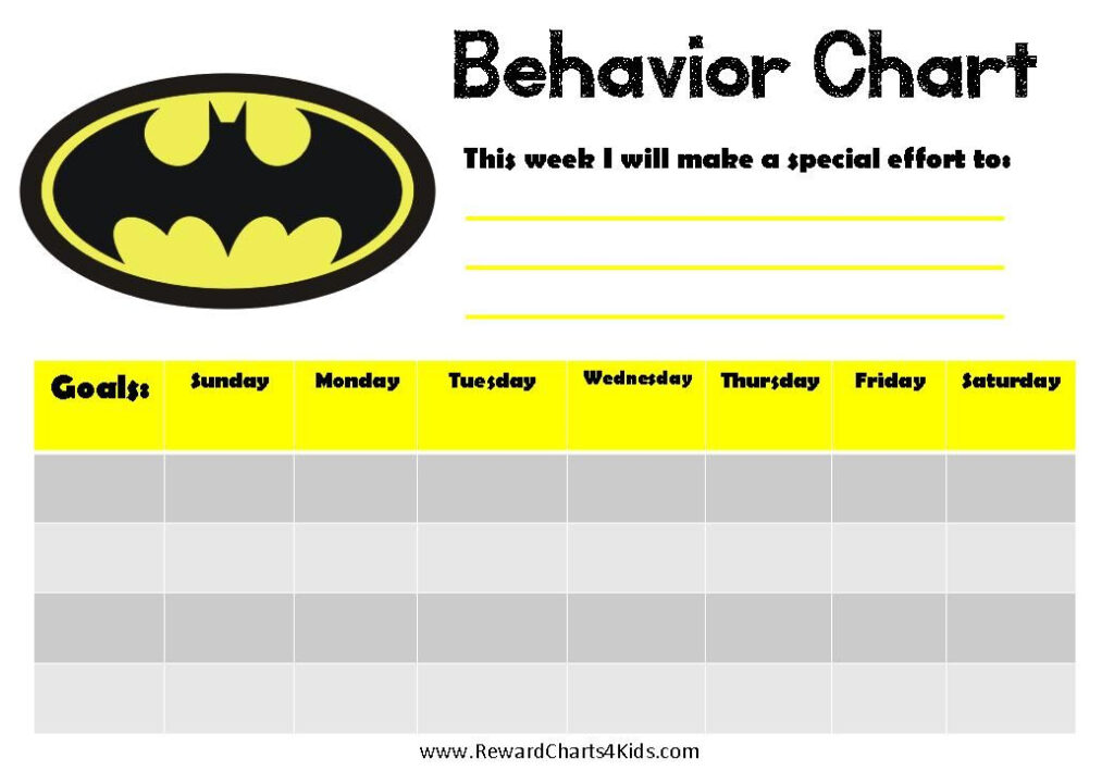 Batman Behavior Charts Behaviour Chart Star Behavior Charts 