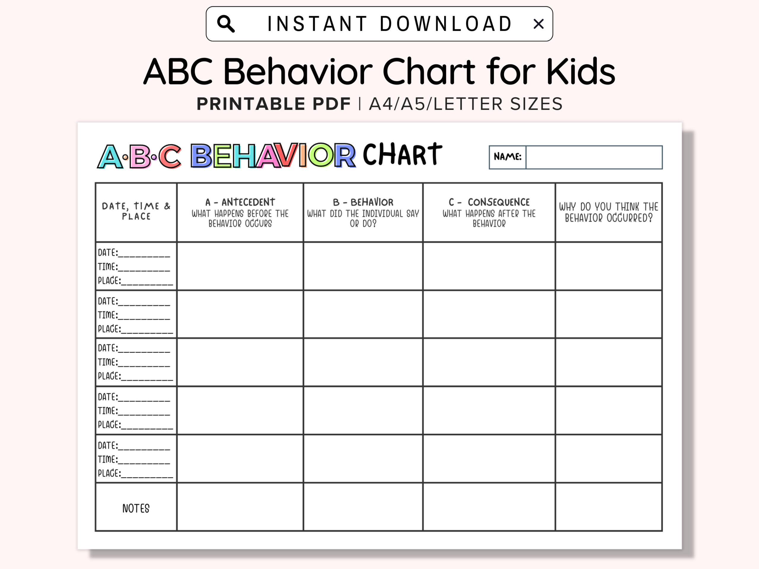 Behavior Chart For Kids Behavior Chart Behavior Reward Chart Printable