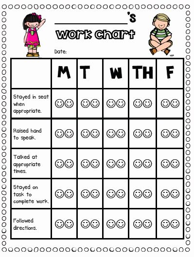 Behavior Chart For Kindergarten Student