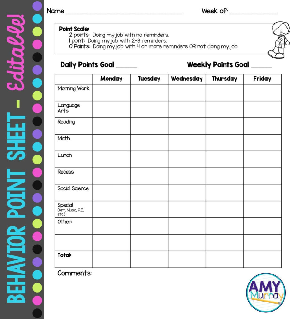 Behavior Chart Point System